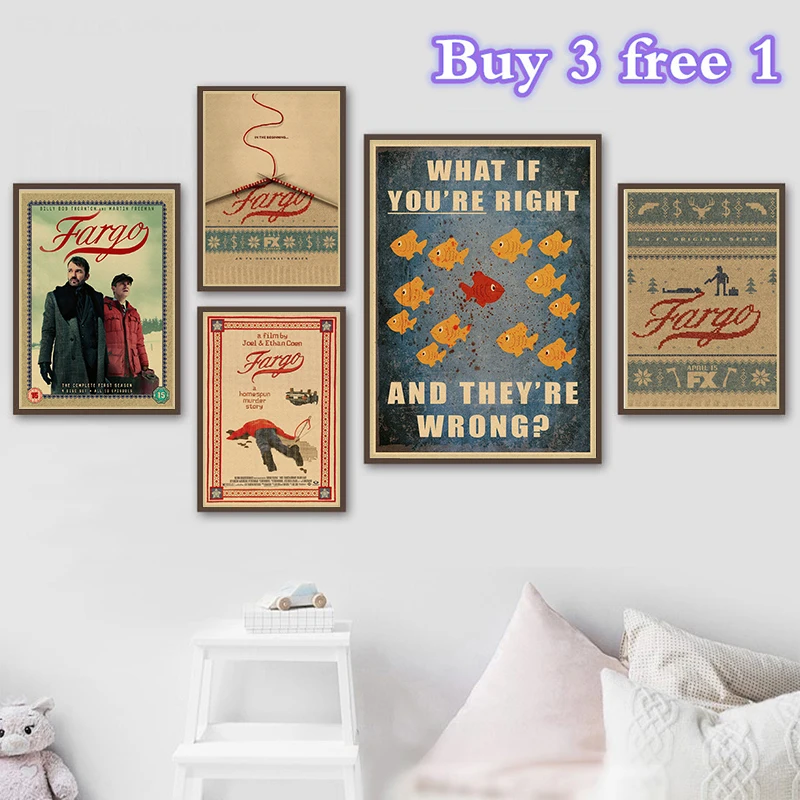 Fargo Kraft Paper Posters Movie Wall Stickers Prints Home Decoration Livingroom Bedroom Bar Home Art Brand