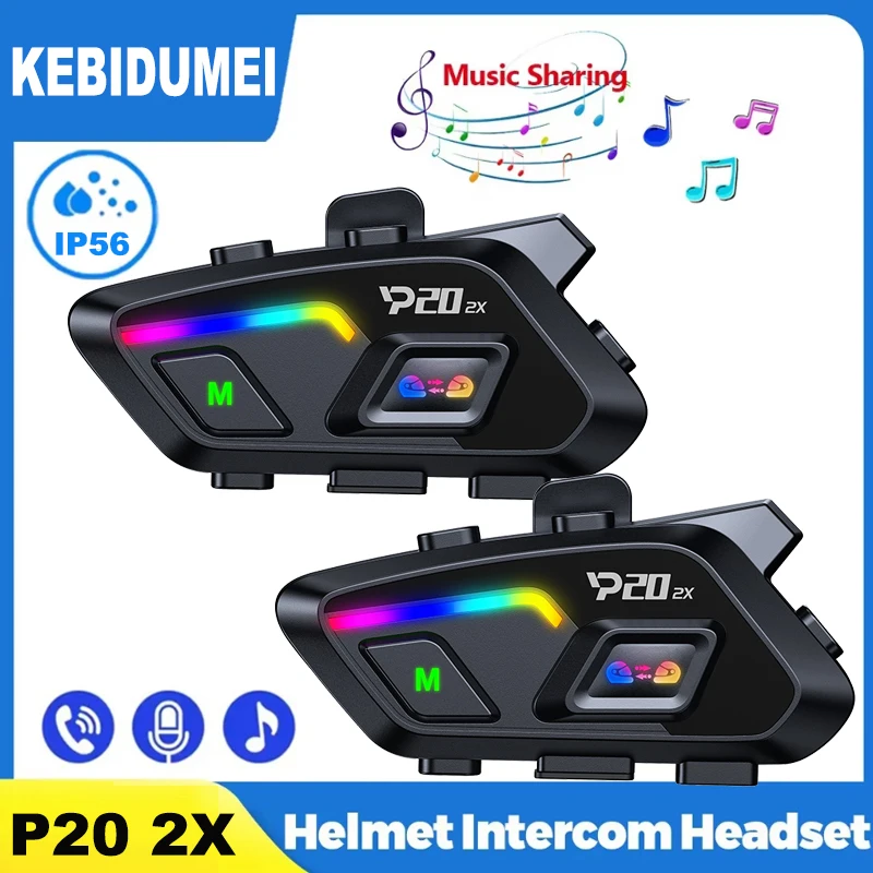 

KEBIDUMEI Motorcycle Helmet Headset BT 6.0 500M Half Duplex Intercom Music Sharing IP56 Waterproof 1000mAh With Ambient light
