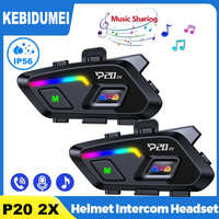 KEBIDUMEI Motorcycle Helmet Headset BT 6.0 500M Half Duplex Intercom Music Sharing IP56 Waterproof 1000mAh With Ambient light