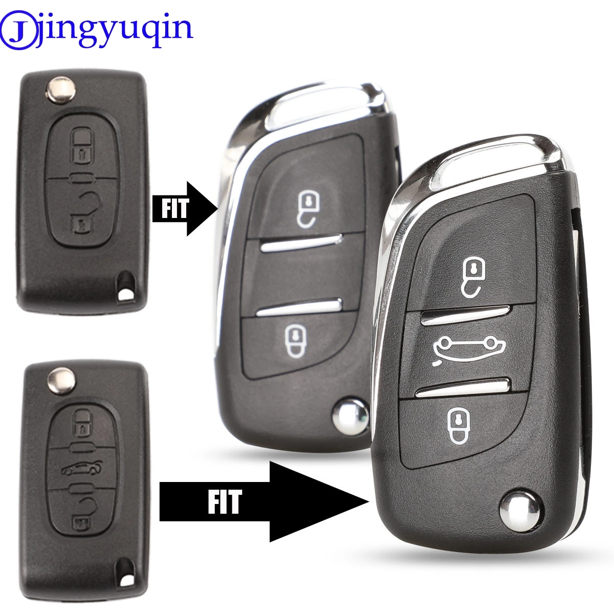 Custodia a conchiglia per chiave pieghevole modificata a 2 pulsanti per CITROEN C2 C3 C4 C5 C6 per Peugeot 207 307 308 407 807 CE536
