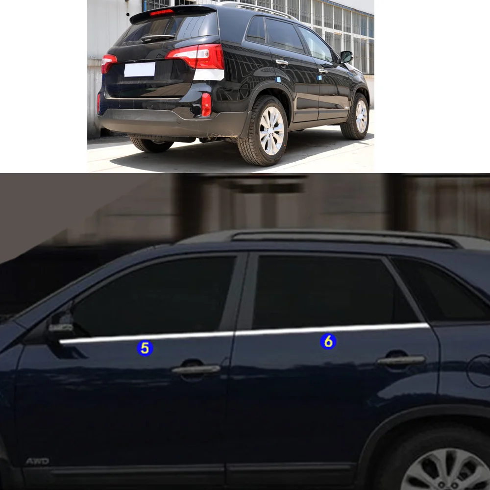 Car Sticker Garnish Pillar Window Middle Strip Trim Frame Hoods Parts For KIA Sorento 2009 2010 2011 2012 2013 2014