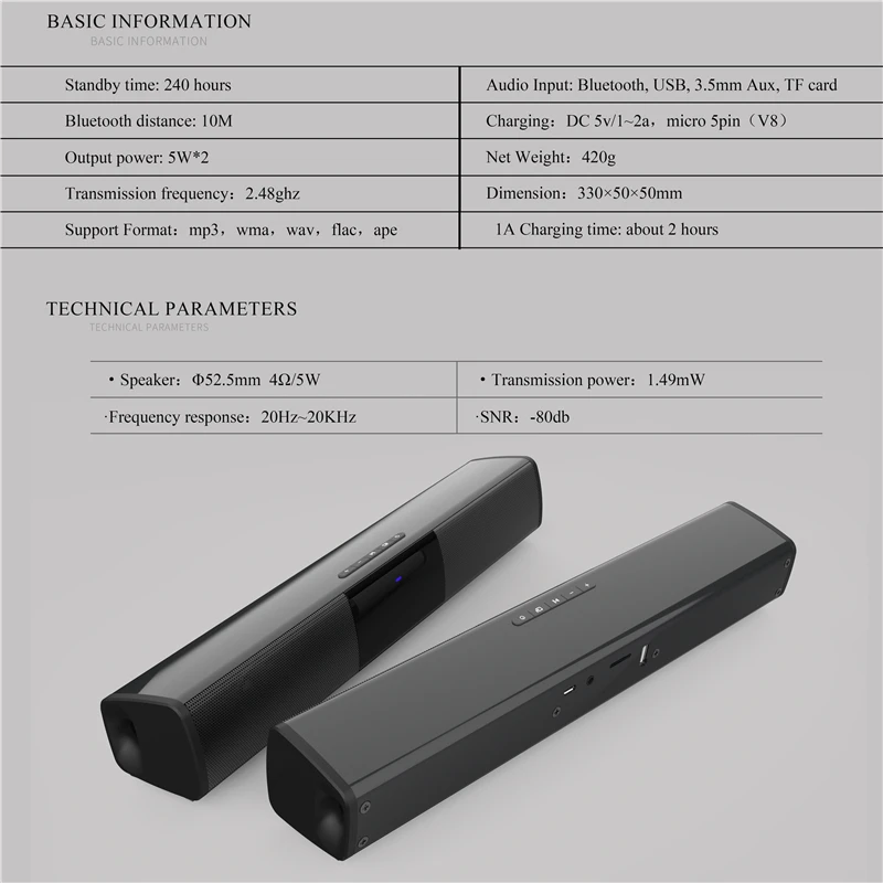 40W TV Car Sound Bar Wired and Wireless Bluetooth-compatible Home Surround SoundBar for PC Theater TV Computer Speaker