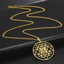 Jeshayuan Sri Yantra Mandala Talisman Necklaces For Women Hinduism Meditation Symbol Yoga Pendant Neck Chain