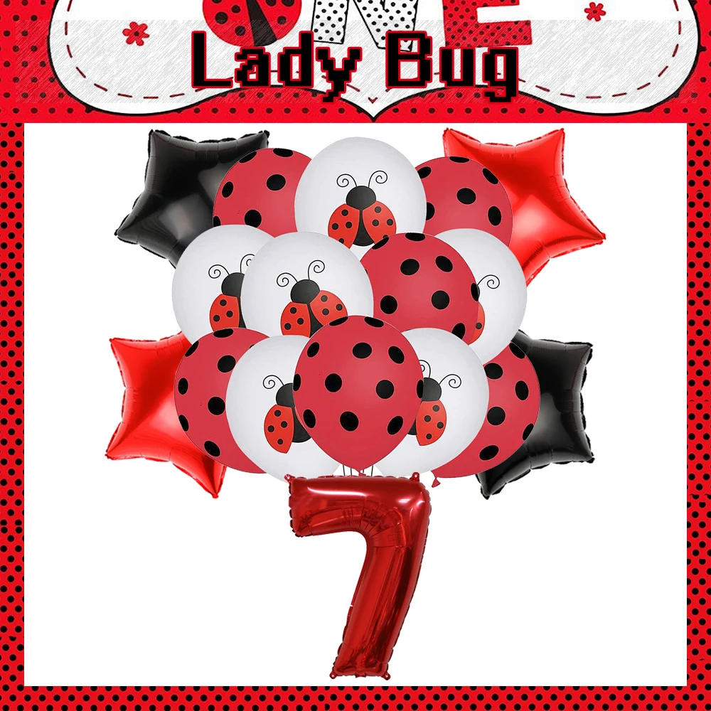 Ladybug Black Red Polka Dots Ballon Sets Party Supplies Girls Wedding Birthday Gift Welcome Baby Party Decoration Helium Globos