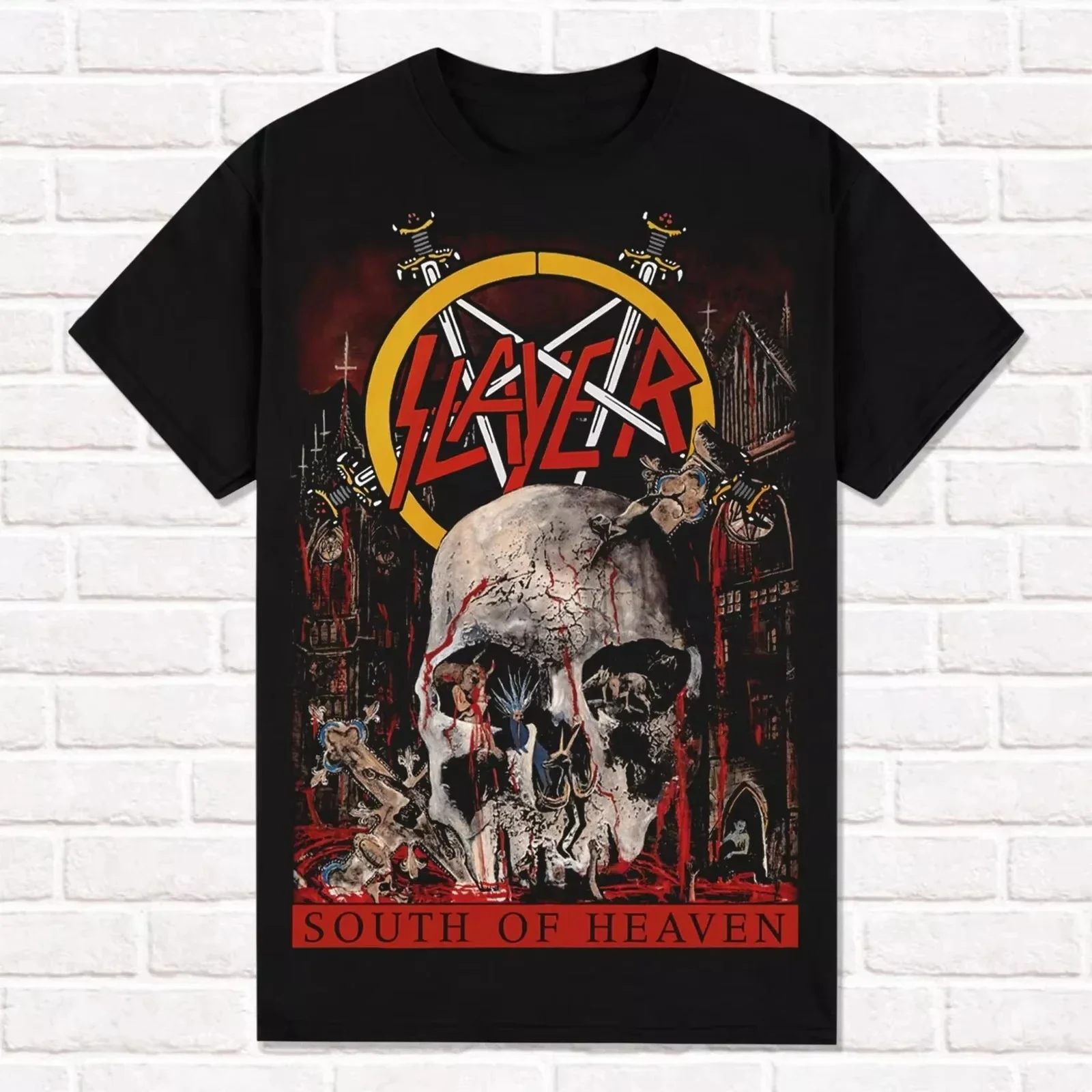 2025 Slayer Black T-Shirt South of Heaven 1988 Thrash Metal Heavy Metal T Shirt Tees Tops Unisex Cotton Short Sleeve High Street - view 2