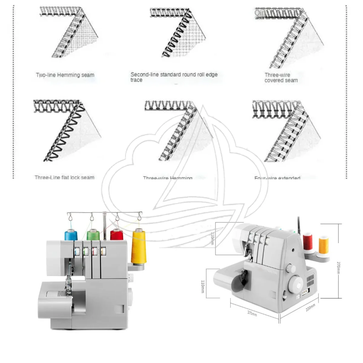 14HD854 Household Overlock Sewing Machine 2/3/4 Thread Overlock Sewing Machine 220V with Secret Overlock Sewing Seaming machine