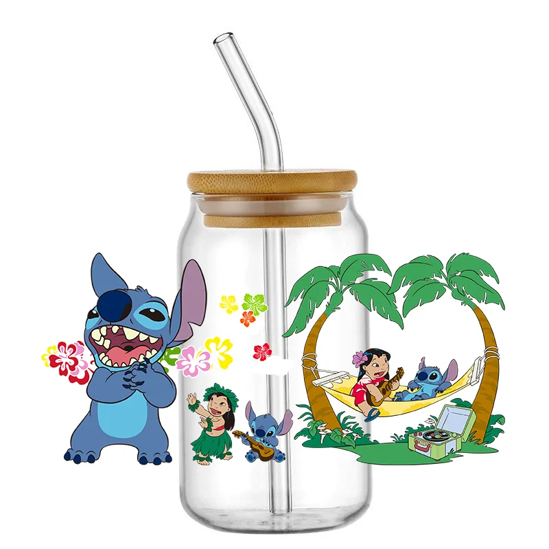 UV DTF Transfer Sticker Cartoon Seaside Holiday UV DTF Cup Wraps Transfers Sticker For 16oz Libbey Glass Can DIY Cup