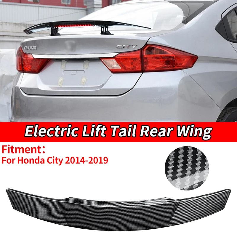 

Car Electric Rear Spoiler Wing Trunk Tail Remote Control Modification Carbon Fiber Look Accessorie For Honda City 2014-2019