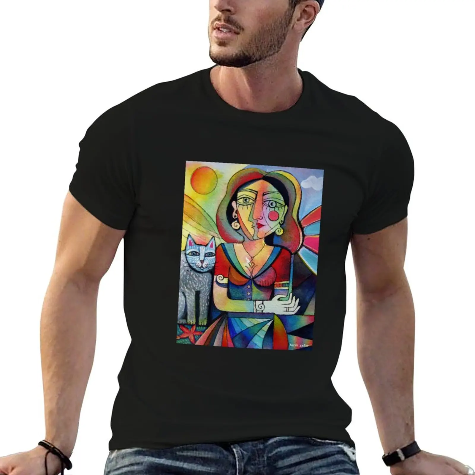 

cotton for plain shirt man package T-Shirt cotton black 100% Girlfriend men luxury Picasso's t-shirt t brand