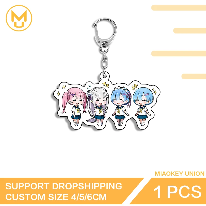 Emilia Ram Rem Chibi Muiltiple Loli Pretty Fashion Keyring Hot Selling Customizable Acrylic KeyRing For Friends Students Gifts