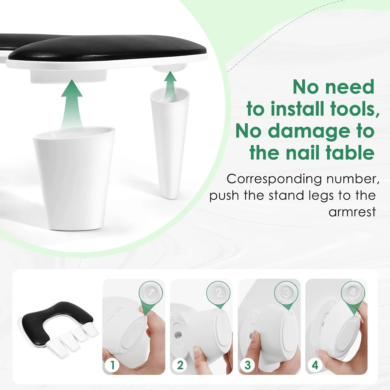 KAMUA U-Shape Nail Arm Rest Hand Pillow PU Leather Nail Hand Rest Cushion for Nail Art Salon Manicure Table Hand Support Stand