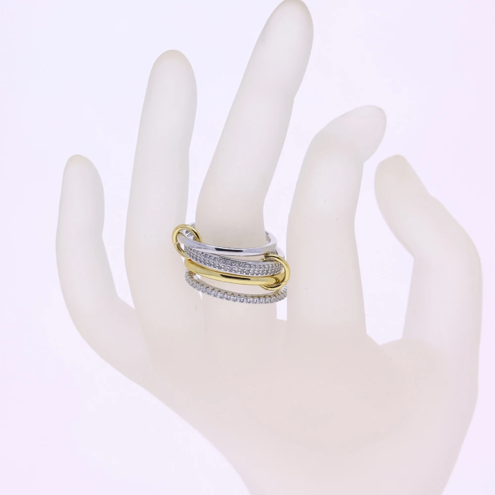 

New Fashion Two-color Design Micro Paved CZ Four Piece Set Stackable Rings Micro Paved 5A Cubic Zirconia For Women Jewerly Gifts
