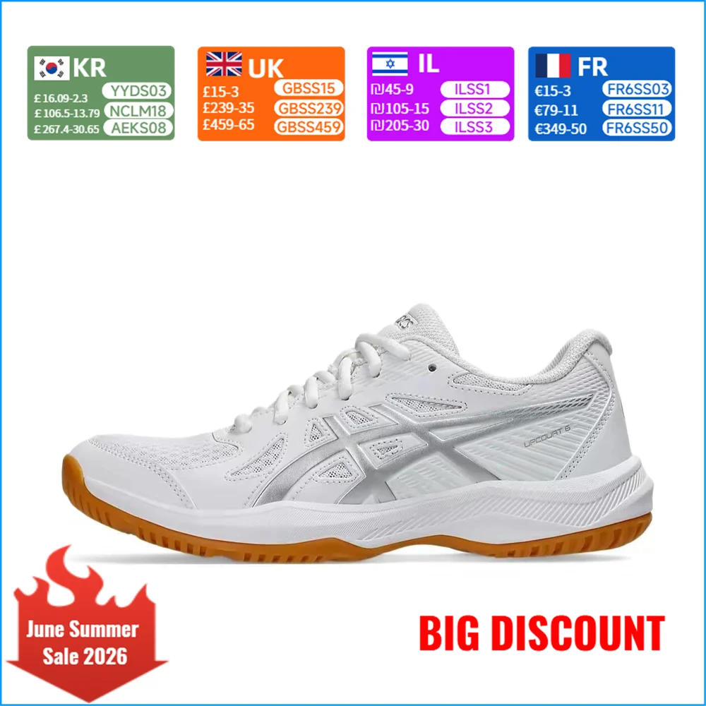 

ASICS Gel-Upcourt 6 Women's Low-Top Training Shoes – Soft, Comfortable, Stylish & Durable, White/Silver 1072A107-100