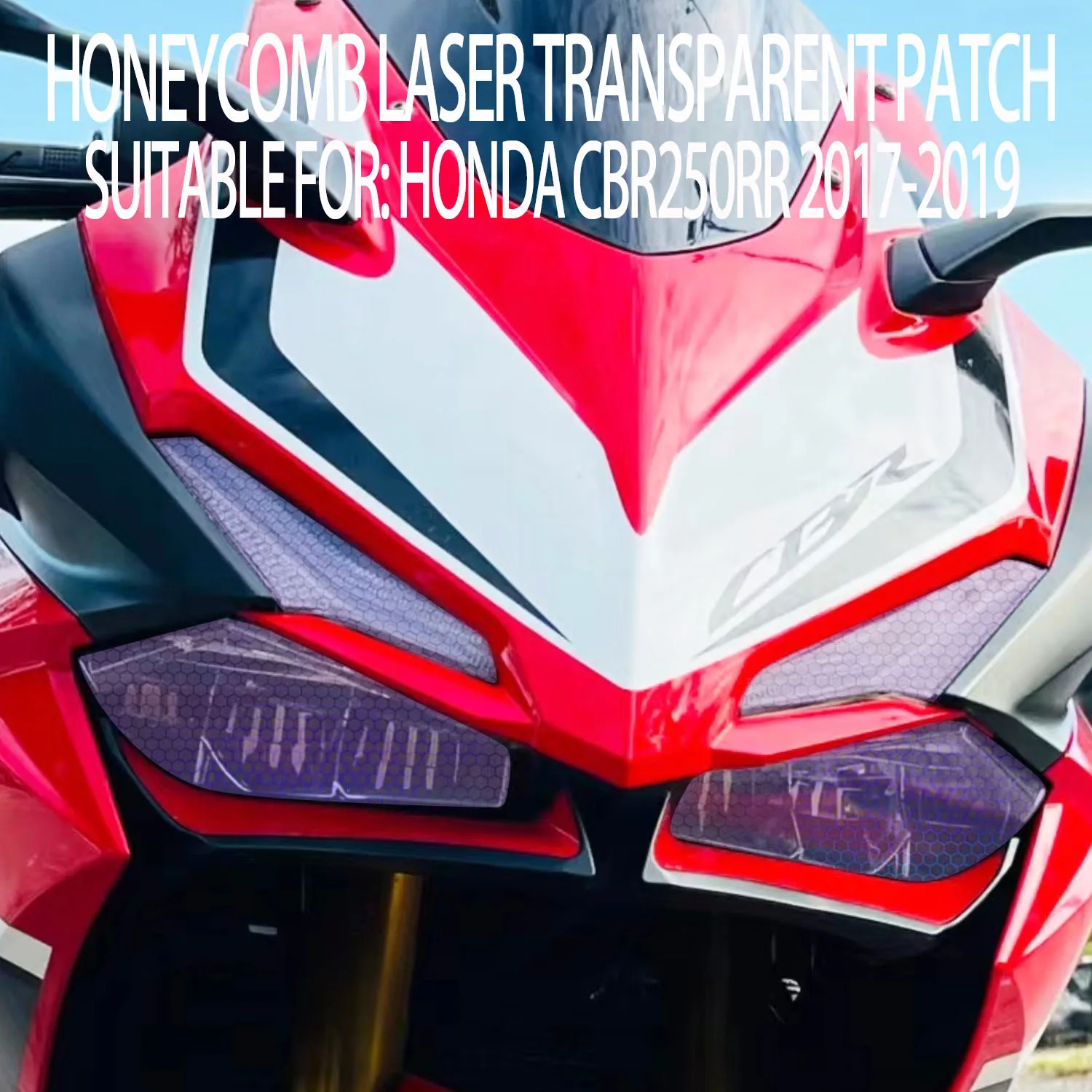 

For Honda CBR250RR 2017-2019 Headlight Decorative Honeycomb Laser Light Protector