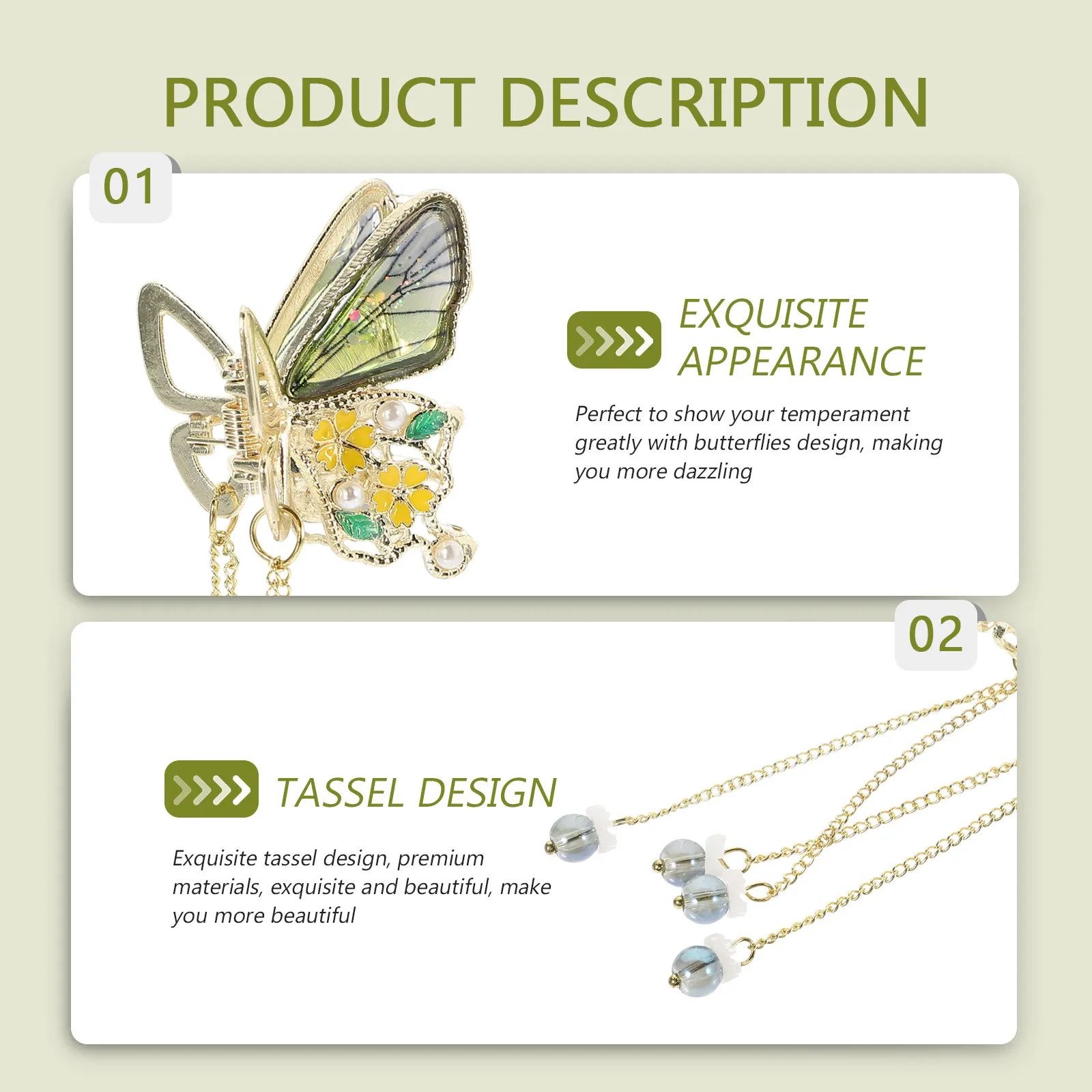 

Butterfly Hair Clips Crystal Butterfly Hair Claw Clip for Women Girls Delicate Non-Slip Grip Jaw Clip Styling Accessory Daily