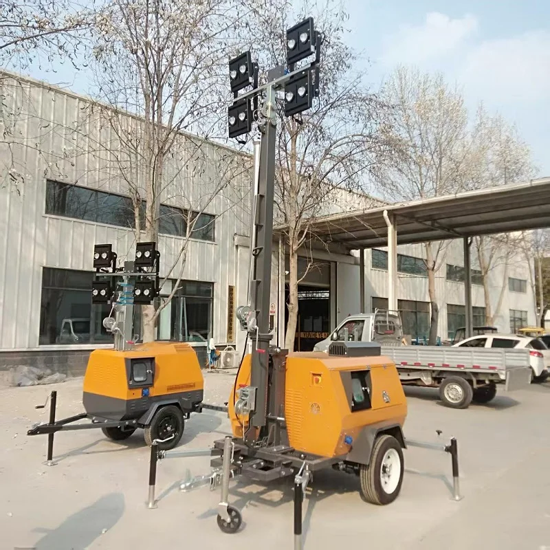7m Diesel DC Powered Trailer-style Mobile Light Tower With 360 Beam Angle And IP65 Rating For Outdoor Use