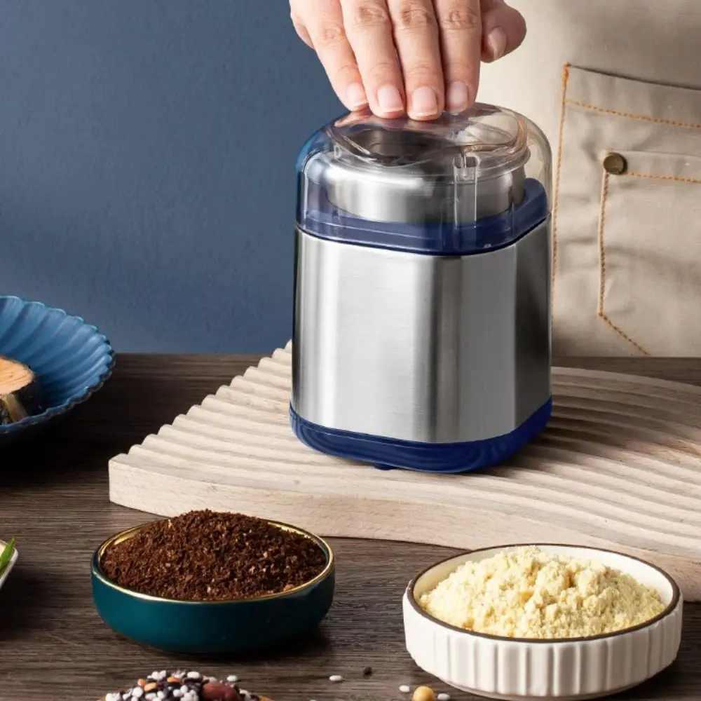 Durable 304 Stainless Steel Electric Coffee Grinder Rust-proof Press Type Electric Grains Mill Mini Grain Grinding Machine Bean