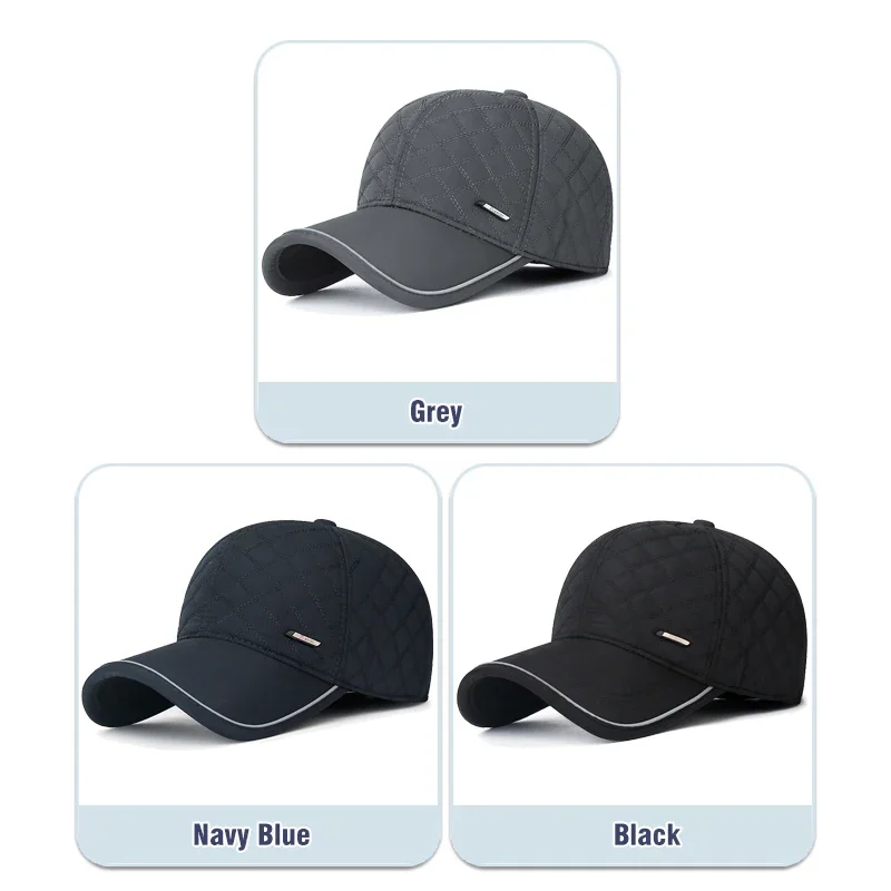 Winter New Outdoor Hat All-Match Duckbill Cap Middle-Aged and Elderly Father Plus Velvet Thick Ear Protection Warm Baseball Cap