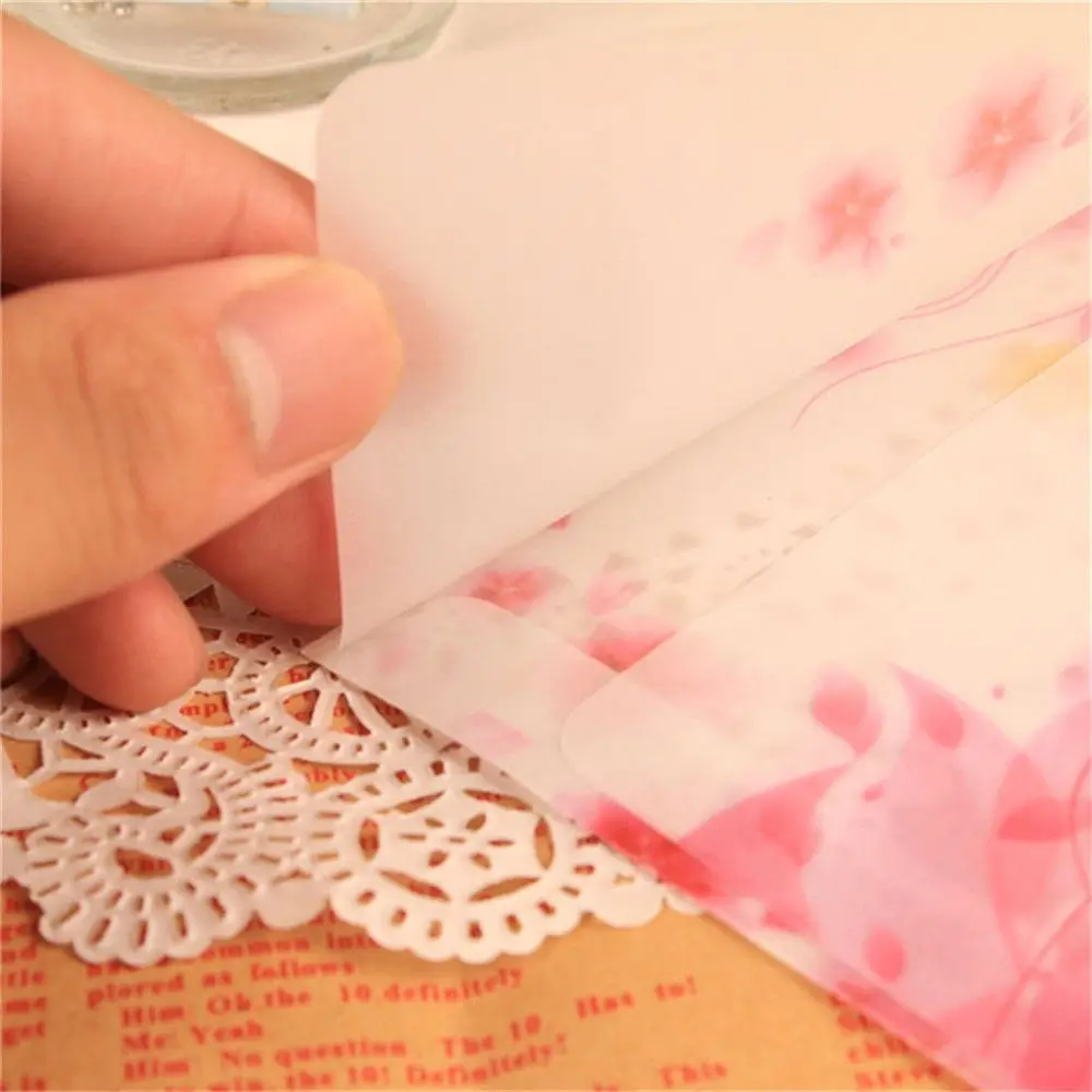 

10pcs Vintage Stationery Card Cover Translucent Sulfuric Acid Paper Letter Organizer Artificial Parchment Peach Blossom Envelope