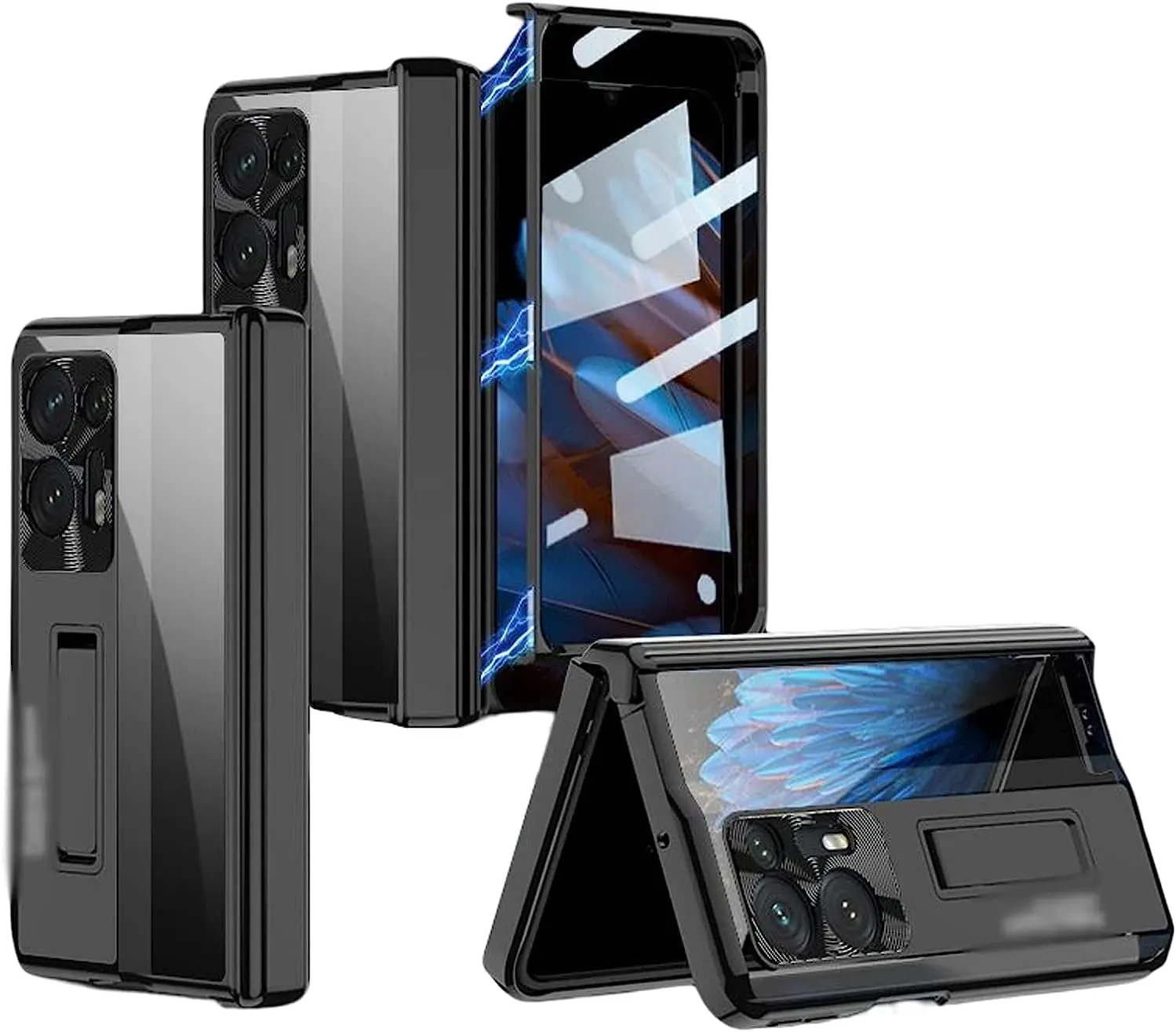 

Case for Oppo Find N2, Magnetic Hinge Protection Hard PC Case with Screen Protector and Kickstand, All-Inclusive Shockproof Case