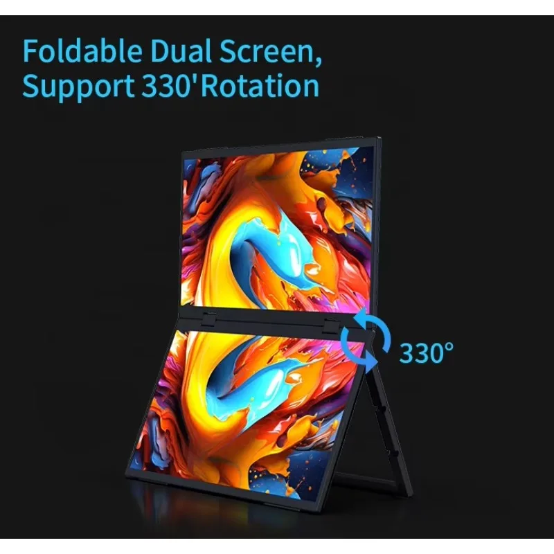 15.6-Inch Dual-Screen Portable IPS LCD  1080P HDR 60HZ Built-in Speakers Gaming Mobile Office Entertainment