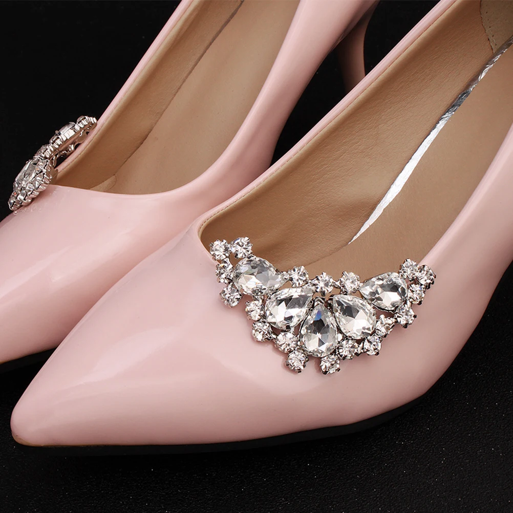 

1 Pair Delicate Rhinestone Shoe Buckles Detachable Wedding Shoe Ornaments Lightweight Sparkling Shoes Decoration For Flats Boots