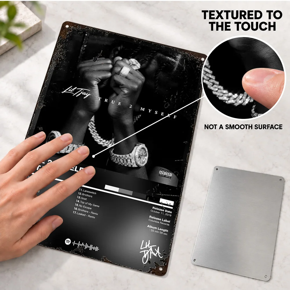 Lil Tjay True 2 Myself Aluminum Poster Personalized Metal Sign Album Cover Design Wall Art For Record Corner Housewarming Gift