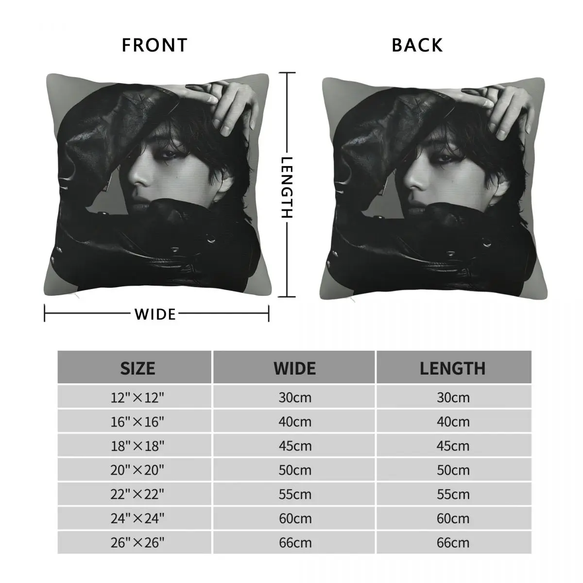 Taehyung V Monochrome Layover Square Pillowcase Polyester Linen Velvet Pattern Decor Throw Pillow Case Home Cushion Cover 18