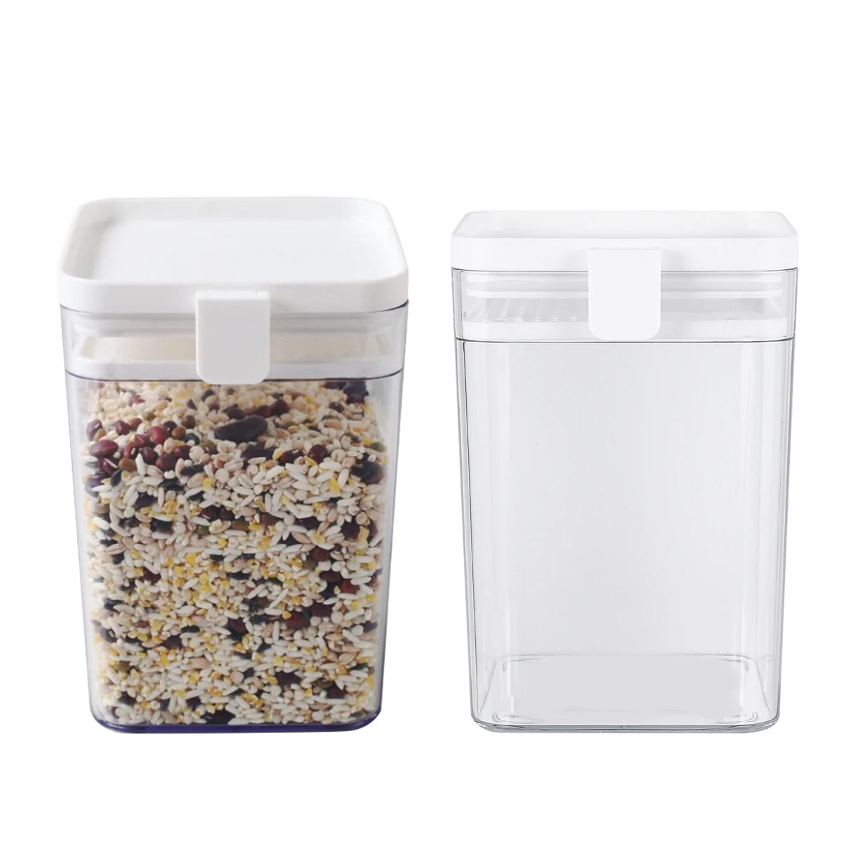 1000Ml Wadah Plastik Putih Kedap Udara Untuk Penyimpanan Makanan di Kulkas Dapur, Untuk Teh, Kopi, Biskuit, Madu, Camilan, Biji-bijian, Kacang-kacangan