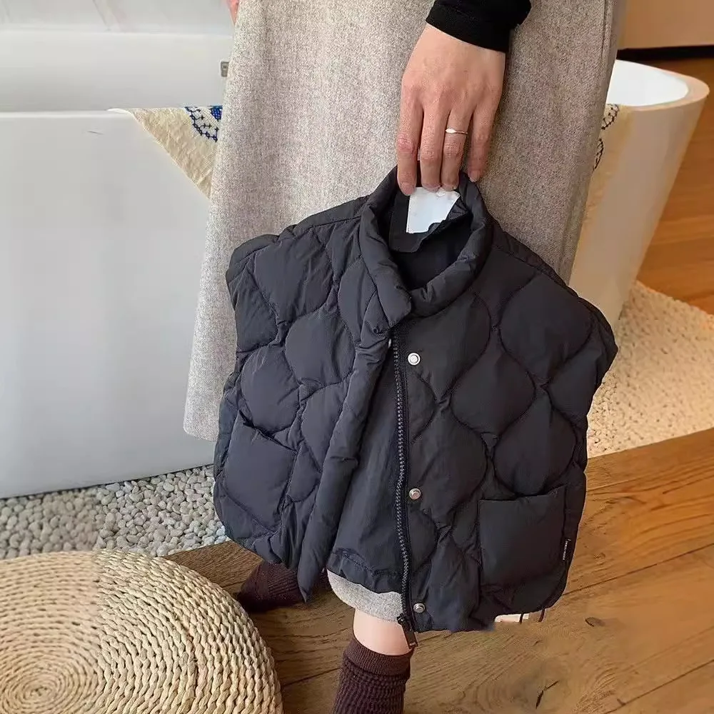 

Kid Childre Boys Girls 2025 Autumn Winter Vest Sleeveless Half High Neck Warm Casual Winter Cardigan Top