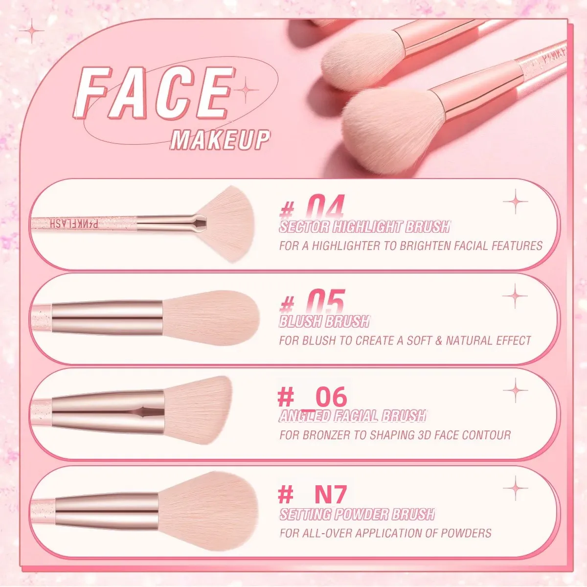 Makeup Brush Artificial Fiber Bristles Portable Plastic Handle For Travel Soft Blending Foundation Powder Concealer Application