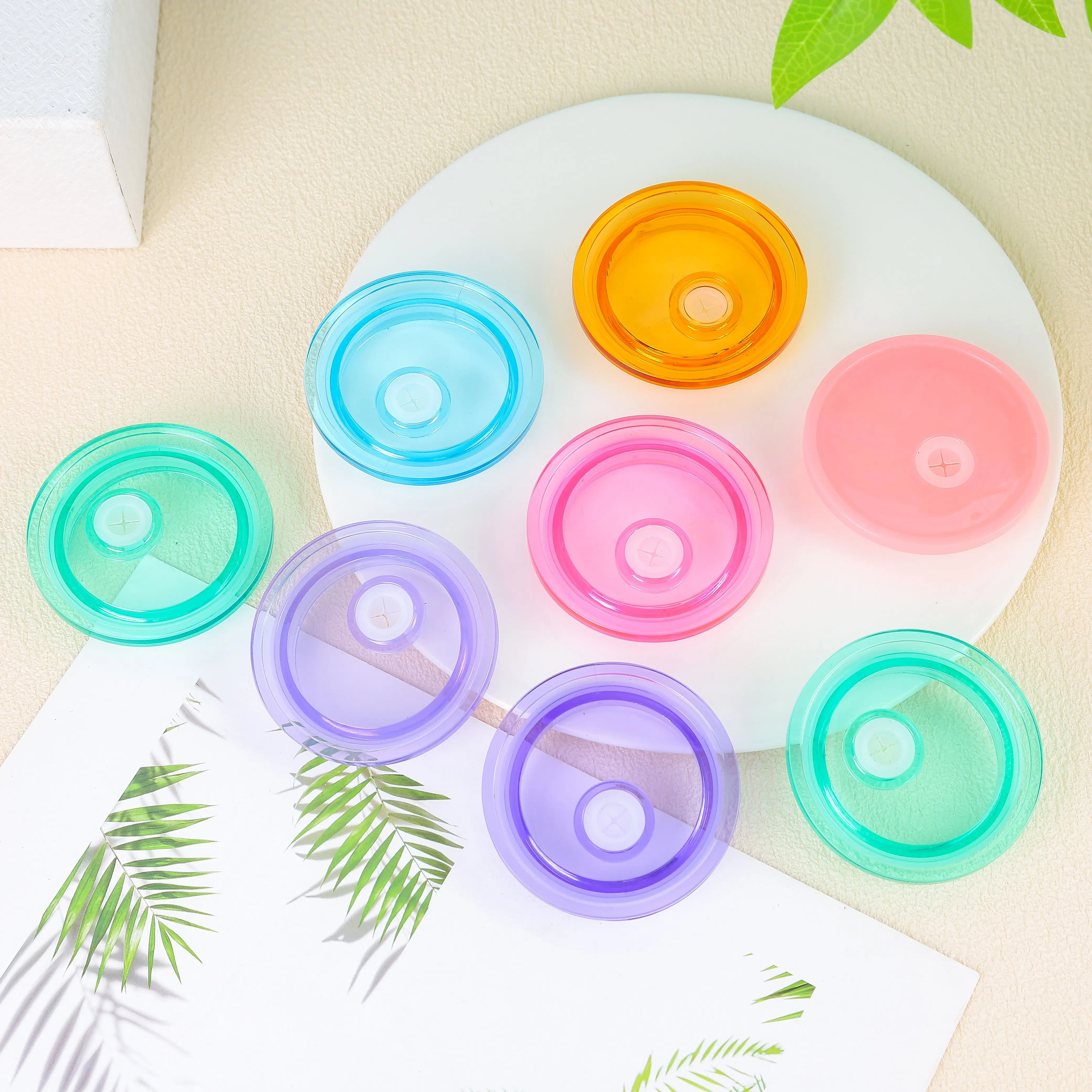 16 Oz Cup Cover Portable Candy Color DIY Plastic Glass Cup Lids Iced Coffee Cup Reusable Bowl Cover Fashion Cartoon Environment - Image 5