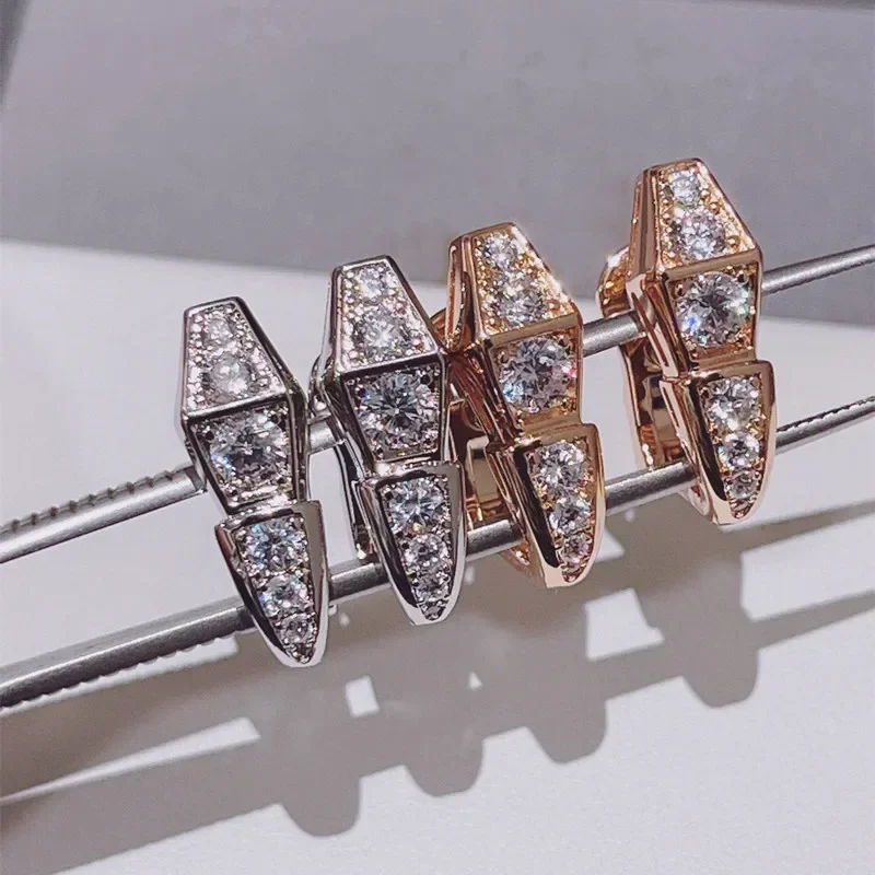 

SFE 925 sterling silver inlaid zircon snake-shaped earrings Women's simple temperament Fashion brand luxury jewelry party gift