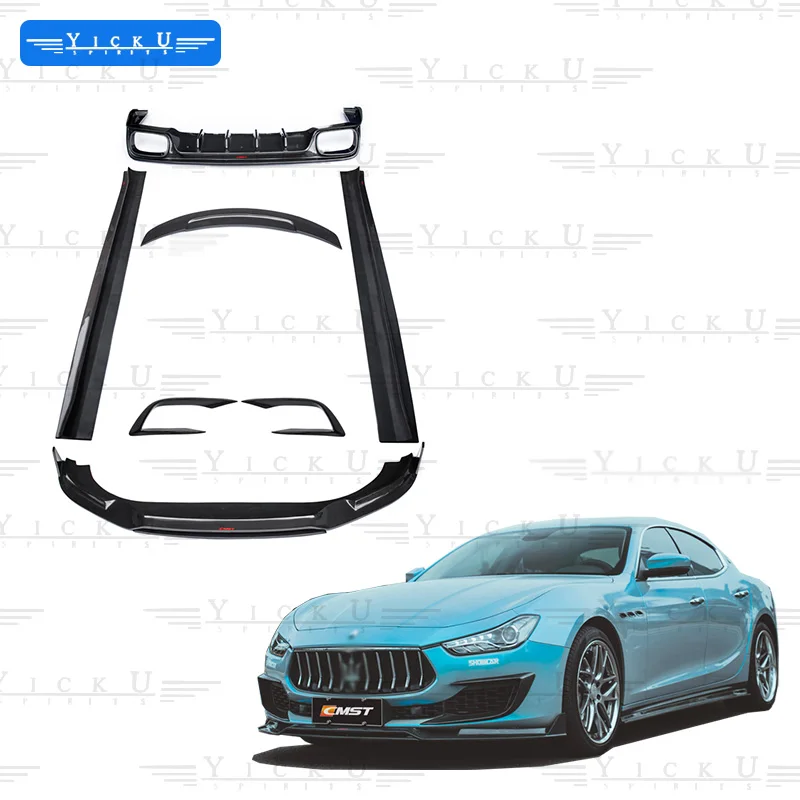 

YICKU High Quality Body Kit Carbon Fiber for Maserati Ghibli 2018-2021Upgrade CMST Style Front Lip Spoiler Rear Diffuser Tuyere