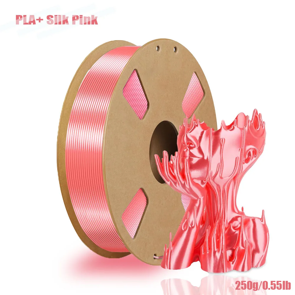 

Silk PLA+ 1.75mm Filament, Chrome Gloss Smooth Texture, Stable Printing, 200g/250g/500g/1000g Spool, Pink