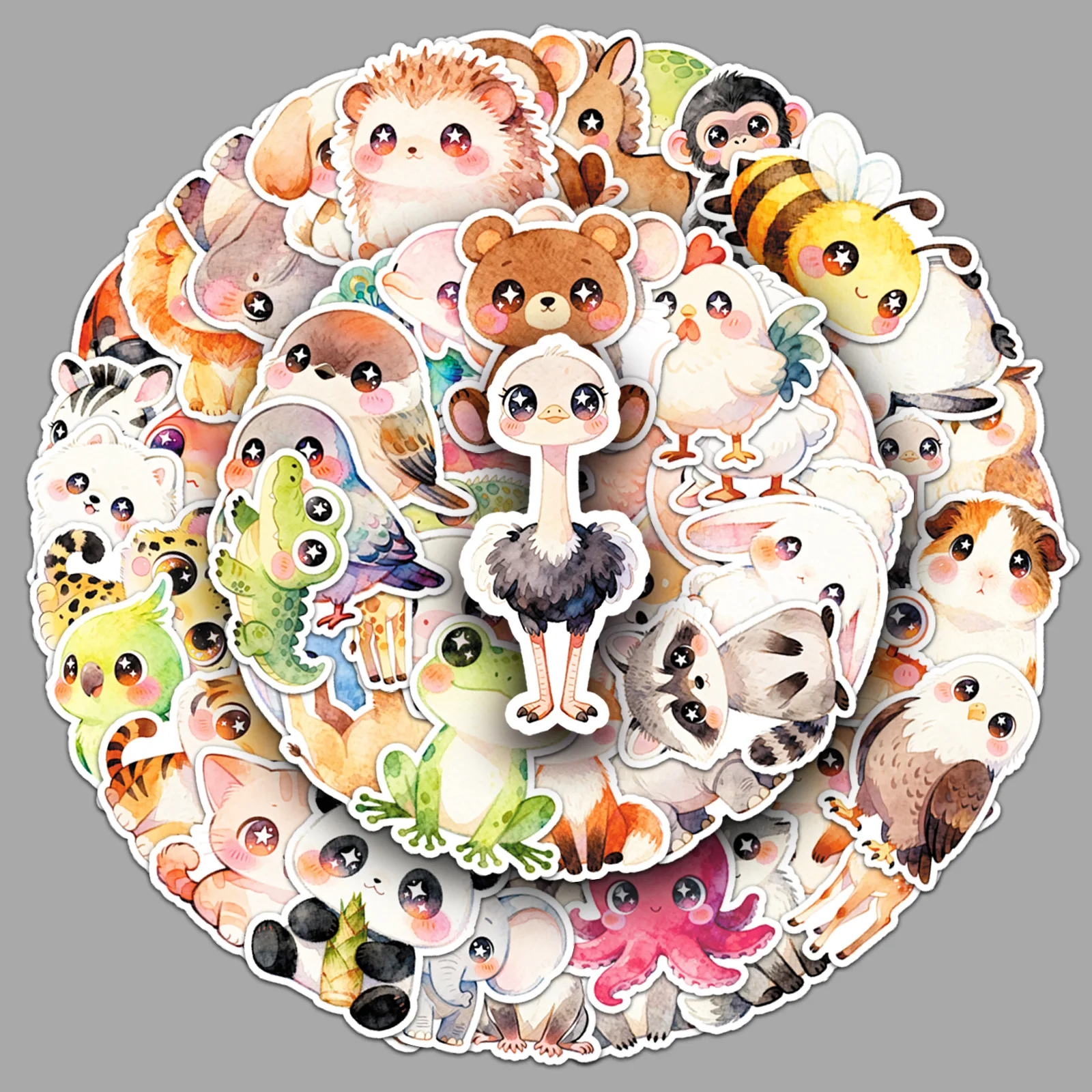 50Pcs Cute Animal Stickers Kawaii Zoo Animal Decals for Laptops Phones Luggage Guitar DIY Party Handbooks Girl Gifts for Kids