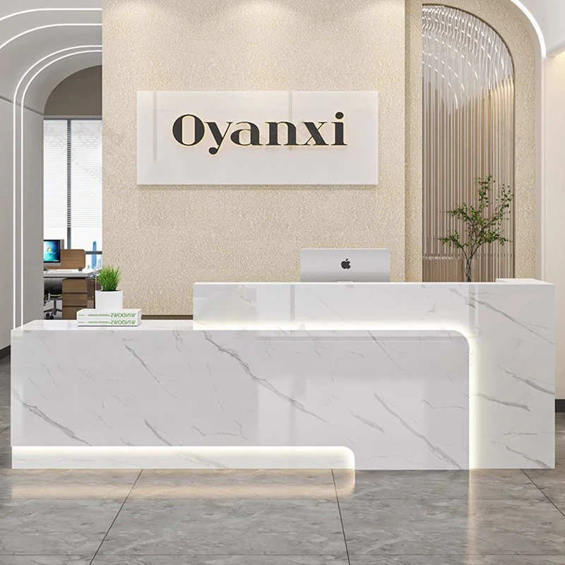 Modern Display Reception Desks Salon Office Podium Design Reception Desks Luxury Beauty Recepción Negocio Commercial Furniture