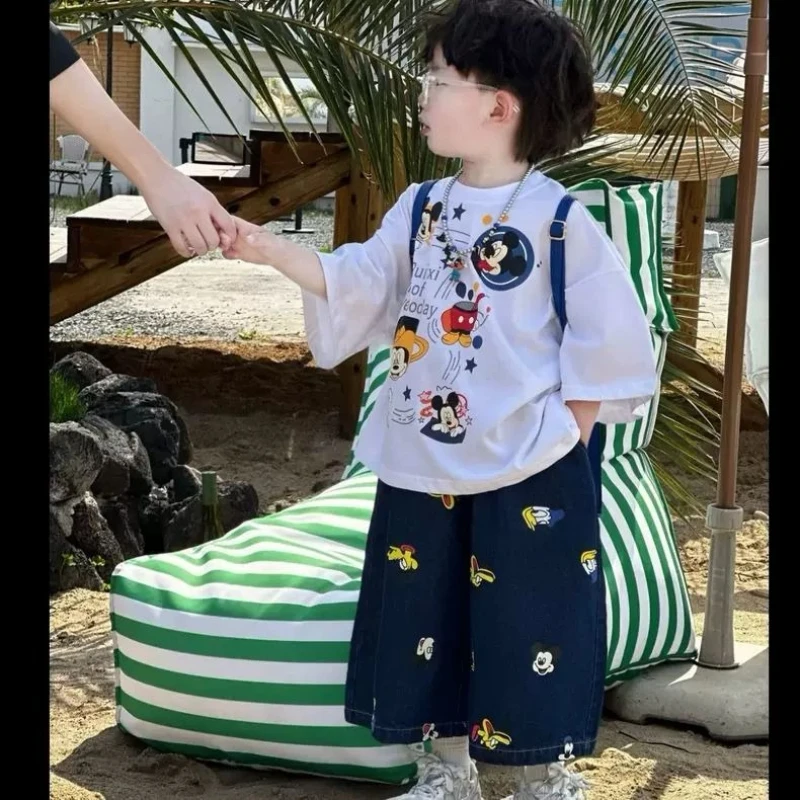 

2026 Kids 95% Cotton Summer Set, Boys Soft Short Sleeve Tee & Casual Lounge Shorts 2-Piece Comfort Outfit