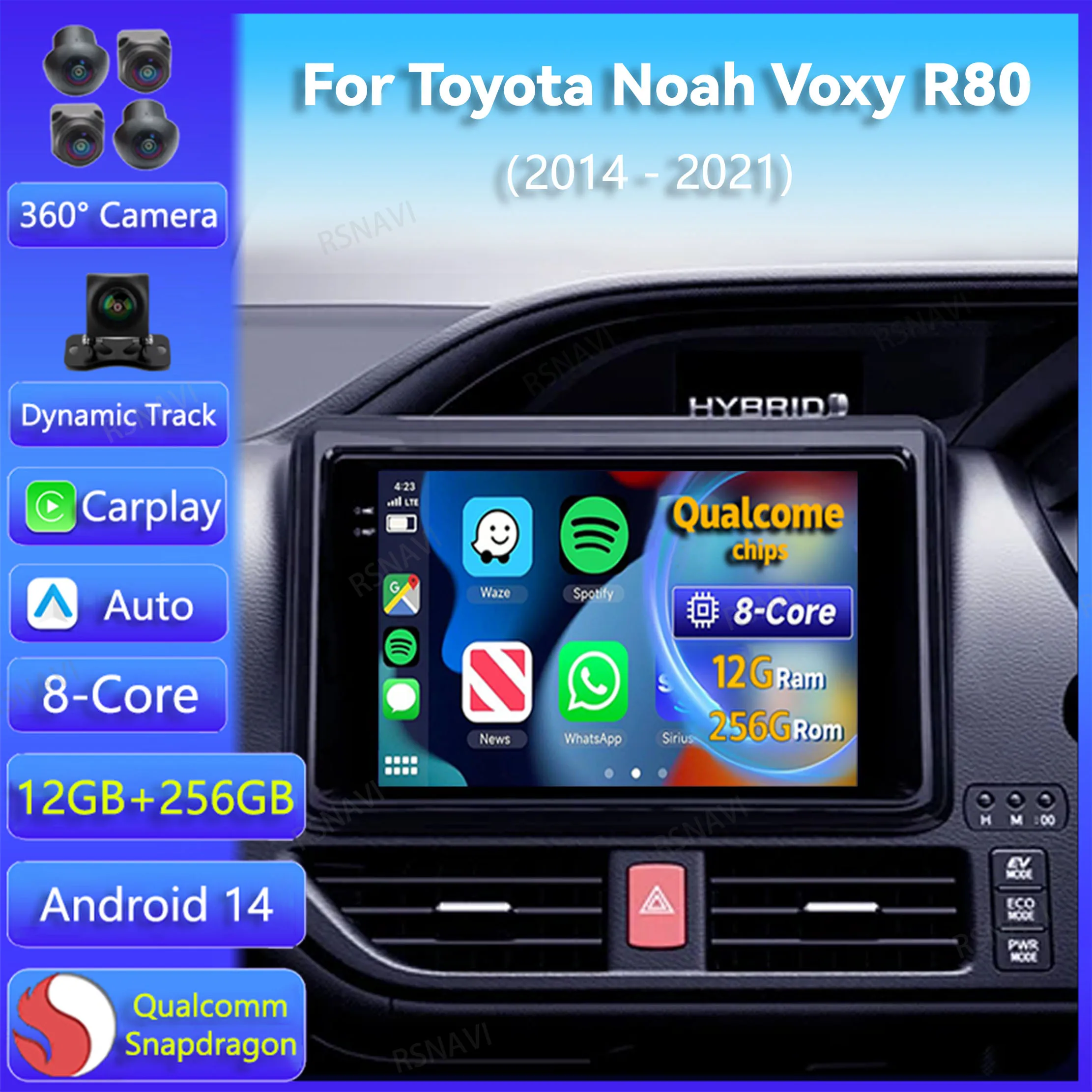 

Android 14 Carplay Auto GPS For Toyota Noah Voxy R80 2014 2015 - 2021 Car Radio Multimedia Player Video 360 Camera 2Din Stereo