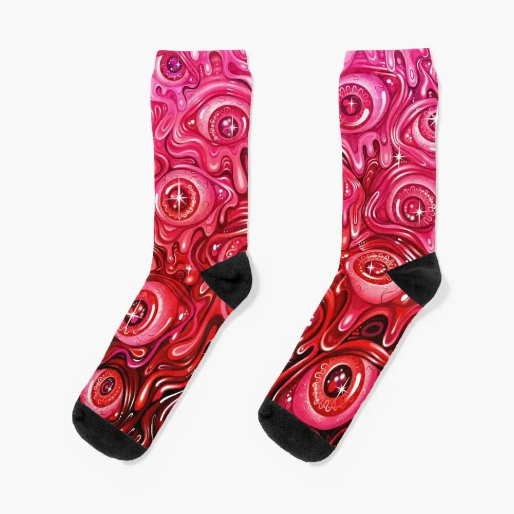 

Red Eyeball Pattern Socks moving stockings funny gifts luxe Socks Man Women's