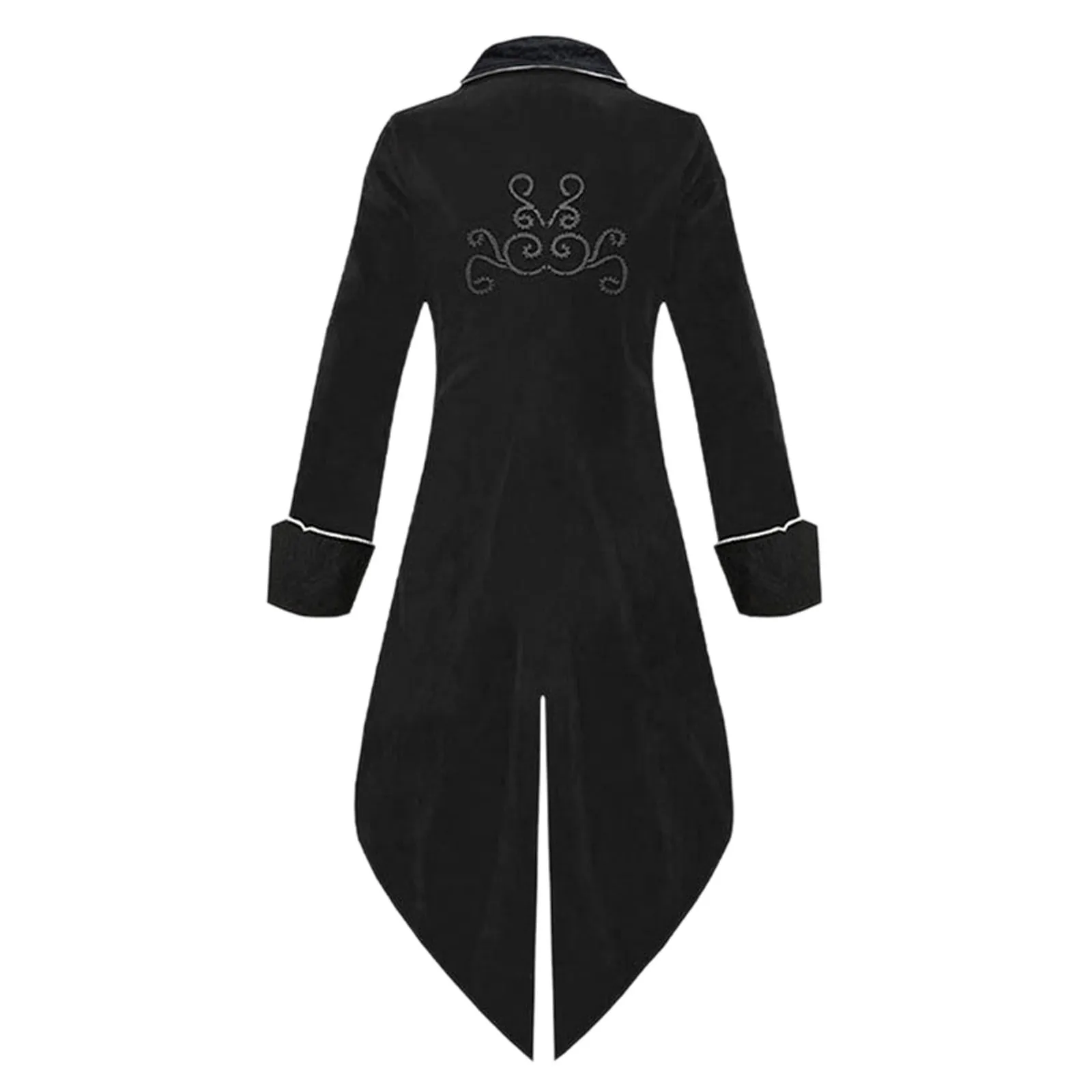 Steampunk Tailcoat Women Vintage Medieval Button Up Trench Coats Holloween Embroidery Irregularity Hem Cosplay Victorian Costume