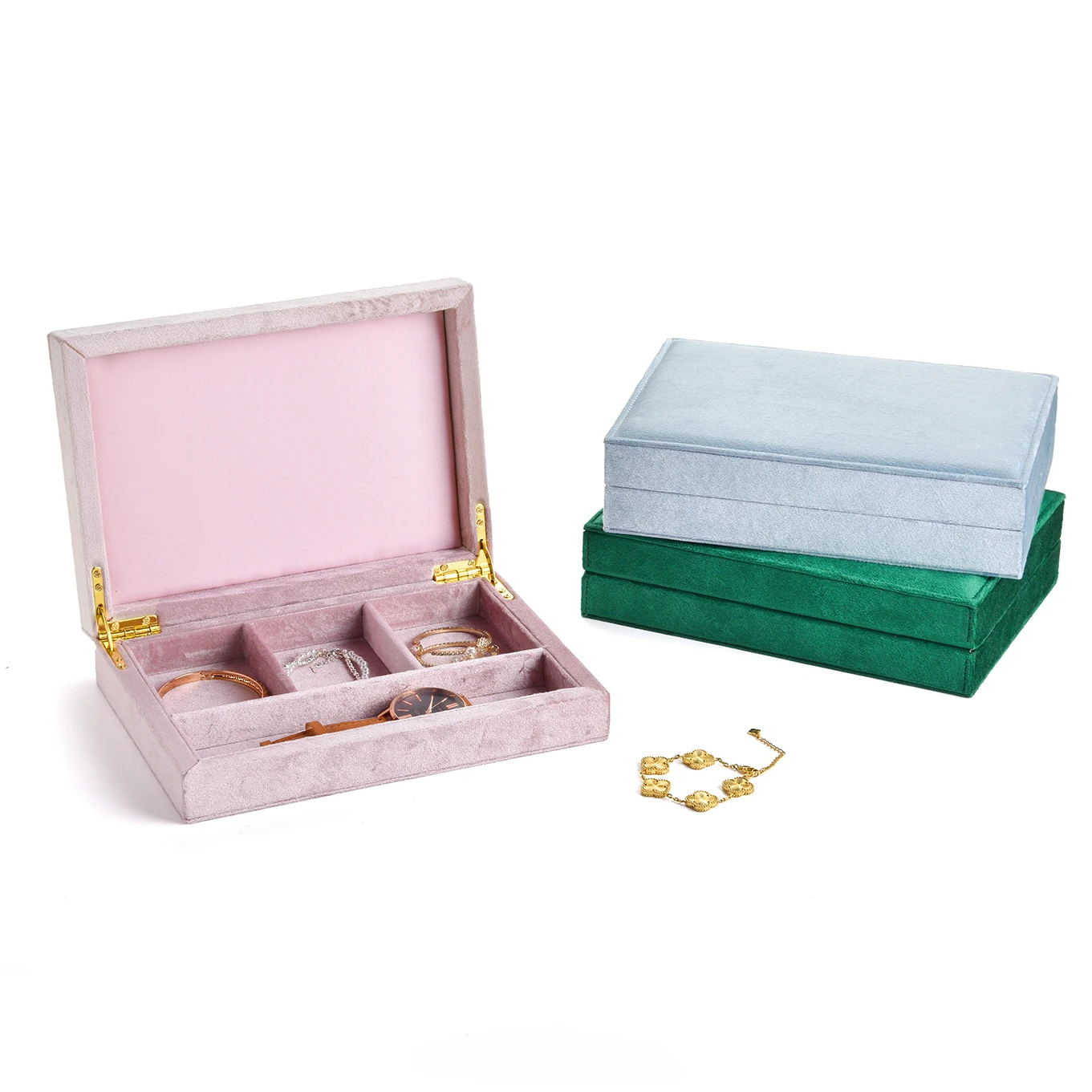 Delicate Velvet Jewelry Storage Box Flannelette Necklace Holder Household Watch Earrings Ring Storage Case