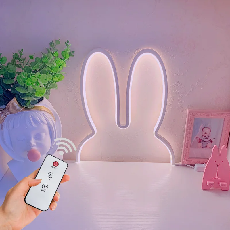 Bonito coelho led luzes de parede usb alimentado lâmpada mesa do bebê para o quarto cabeceira crianças quarto do miúdo decoração casa atmosfera luz