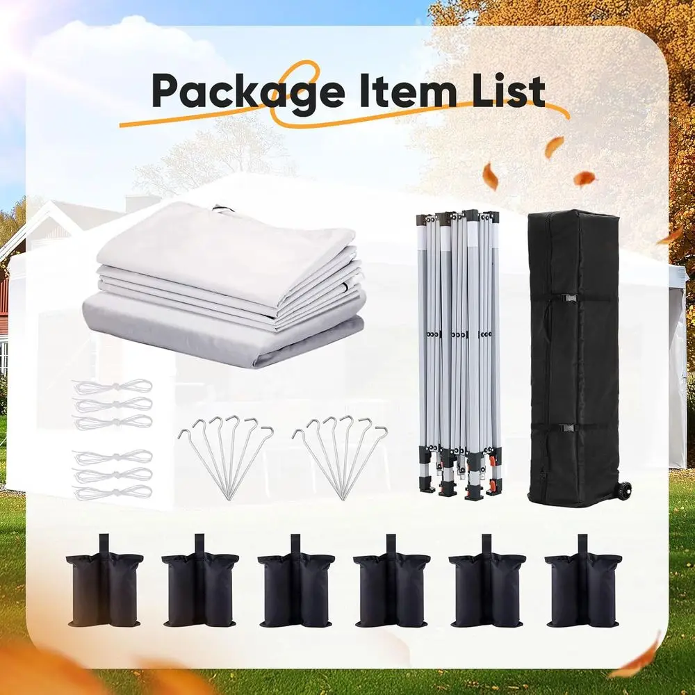 مظلة محمولة منبثقة مقاس 10 × 20 قدم مع جوانب وإعداد سريع وحقيبة حمل بعجلات للمناسبات الخارجية والحفلات والتخييم والسوق #6