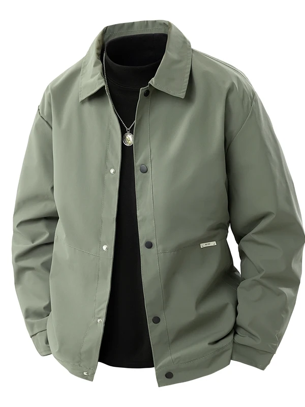 American high street design vintage workwear jaet masculino primavera outono gola flip retro versátil outerwear fibra de poliéster