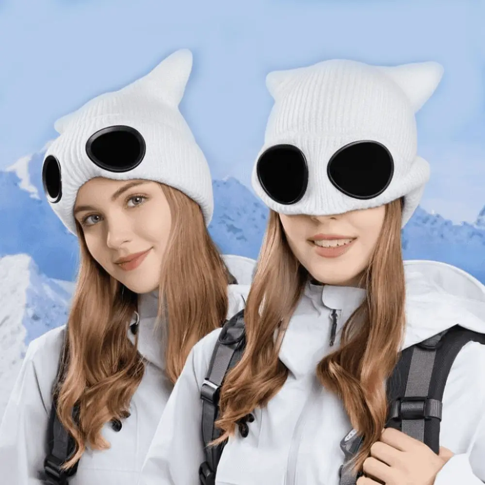 Removable Glasses Winter Glasses Caps Wear-resistant Ear Protection Warm Ski Mask Hats Thickened Neck Protection Knitted Hat