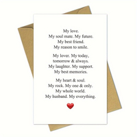 1pc,Romantic Anniversary Card for Husband, Sweet Husband Birthday Card, Lovely Valentines Day Gift from Wife, My Husband My Ever