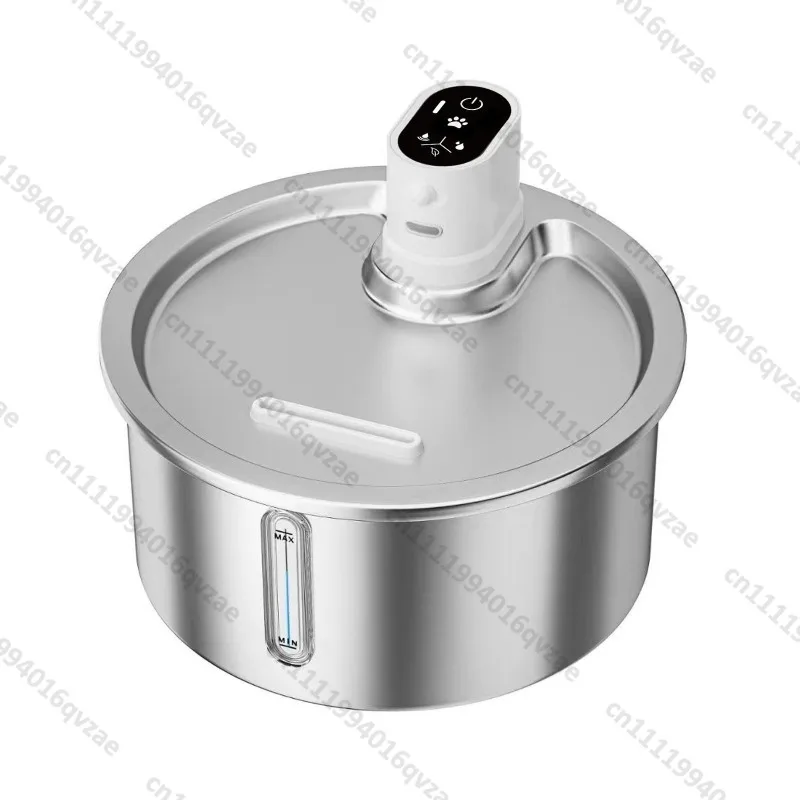 Stainless Steel Thermostatic Water Dispenser with Wireless Circulating Filtration, Removable Pet Bowl and Feeder