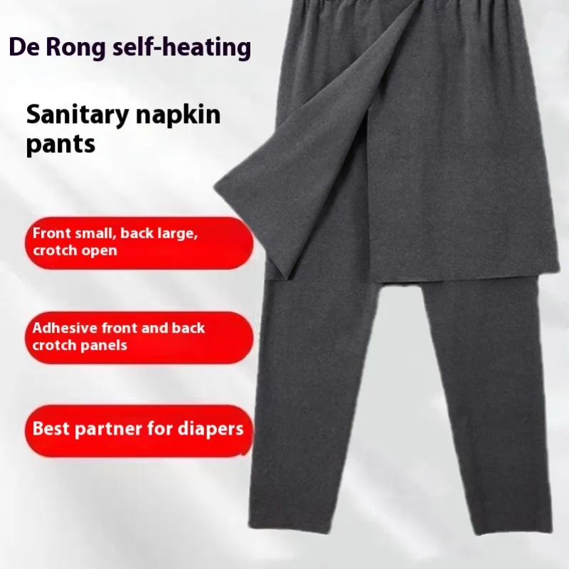 ‌ Pantaloni per incontinenza in pile termico aperture laterali facile accesso comfort regolabile indossare cura senior biancheria intima invernale calda uomo donna