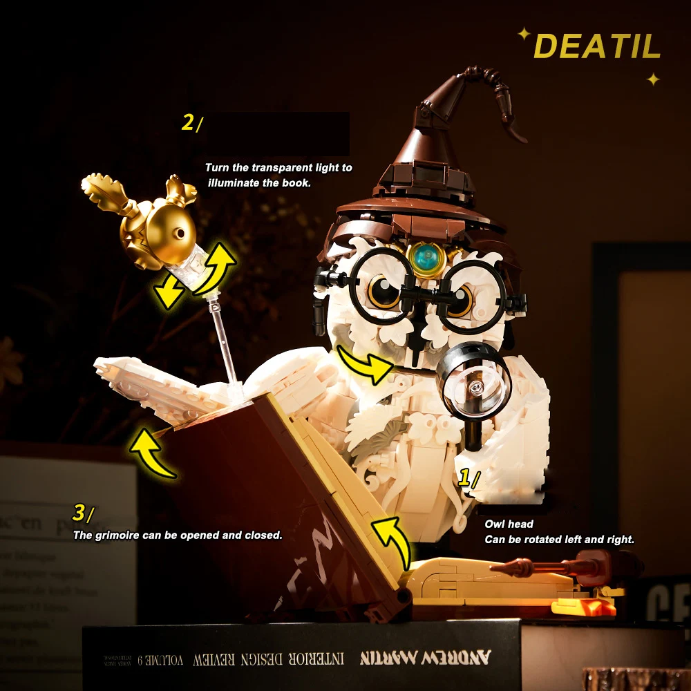 Idea Animals Block-Bausätze Doktor Magische Eule Modellsets Spielzeug Bausteine Kollektion mit Licht für Geschenke – Detail 8